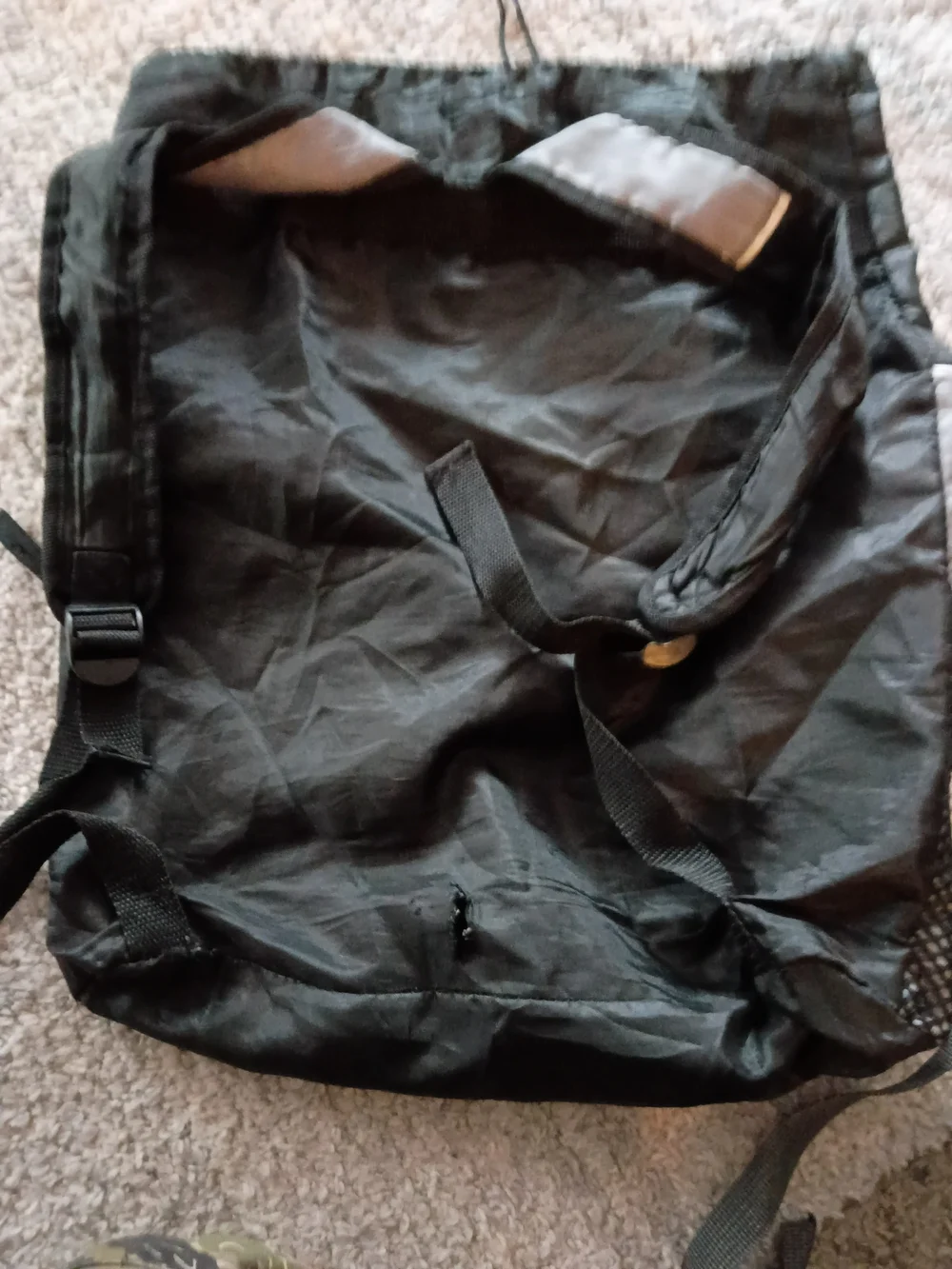 Men's Black and Light Gray Drawstring Backpack- Unbranded